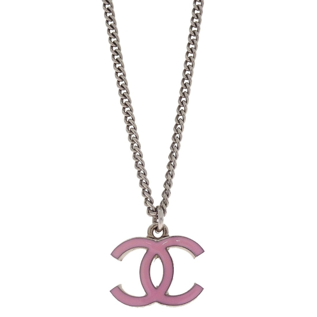 Silver Plated Chain Pendant Necklace with Chanel CC and Faux Pearl (1 of 4)