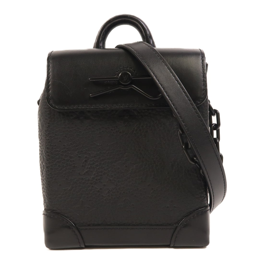 Nano Steamer Black Calfskin Shoulder Bag by Louis Vuitton M82772: Nano Steamer Black Calfskin Shoulder Bag by Louis Vuitton M82772 This Louis Vuitton Nano Steamer shoulder bag features a sleek 2-way design crafted from black calfskin monogram Taurillon leather. Made