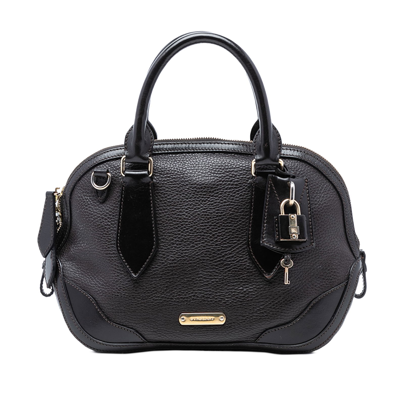 Burberry Orchard Small Brown Grained Calfskin Leather Bowling Bag (1 of 7)