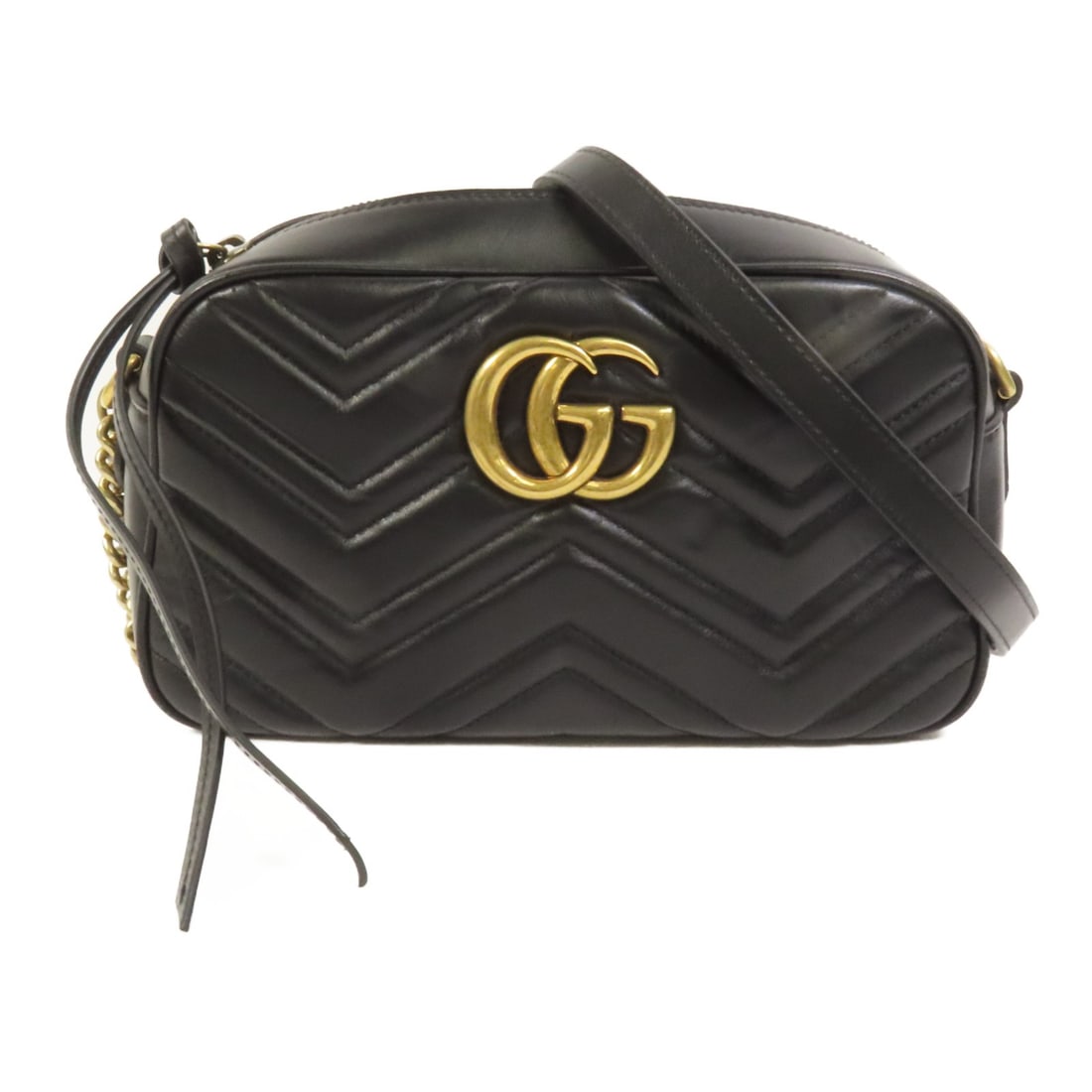 Black Calfskin Gucci GG Marmont Small Shoulder Bag with Gold Hardware (1 of 15)