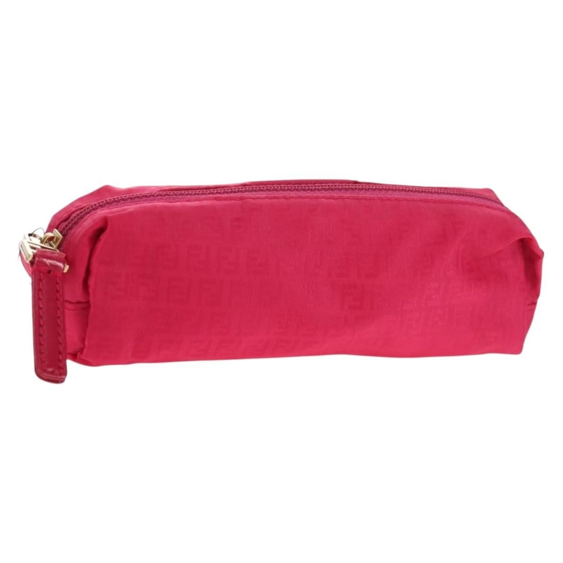 Pink Zucchino Canvas Chain Accessory Pouch by FENDI with Dust Bag: Pink Zucchino Canvas Chain Accessory Pouch by FENDI with Dust Bag This Fendi accessory pouch features the signature Zucchino canvas in pink and gold tones. The pouch includes a chain detail and comes