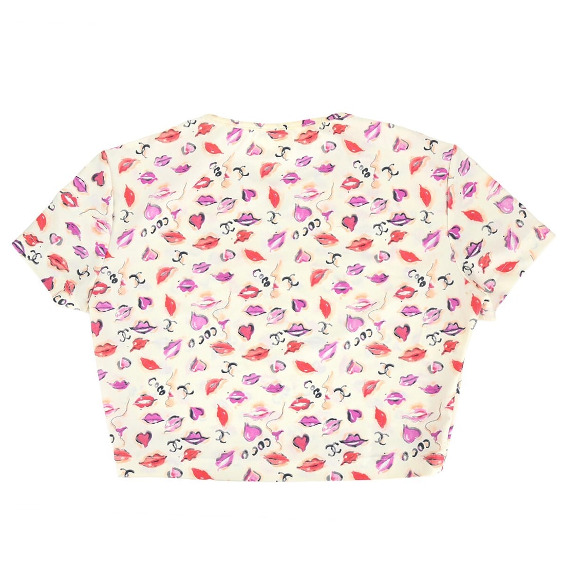 Chanel Vintage Ivory Lipstick Cropped T-Shirt Size 42 - 2