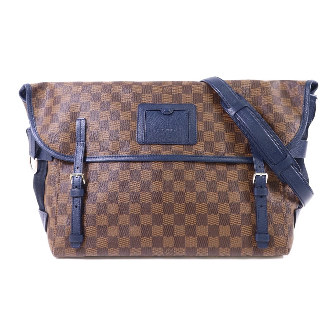 LOUIS VUITTON Buzas Shoulder Bag N41236 Damier Ebene Brown Navy: LOUIS VUITTON Buzas Shoulder Bag N41236 Damier Ebene Brown Navy Introducing the Louis Vuitton Buzas Shoulder Bag, a stunning accessory crafted from high-quality PVC coated canvas. This shoulder bag fe