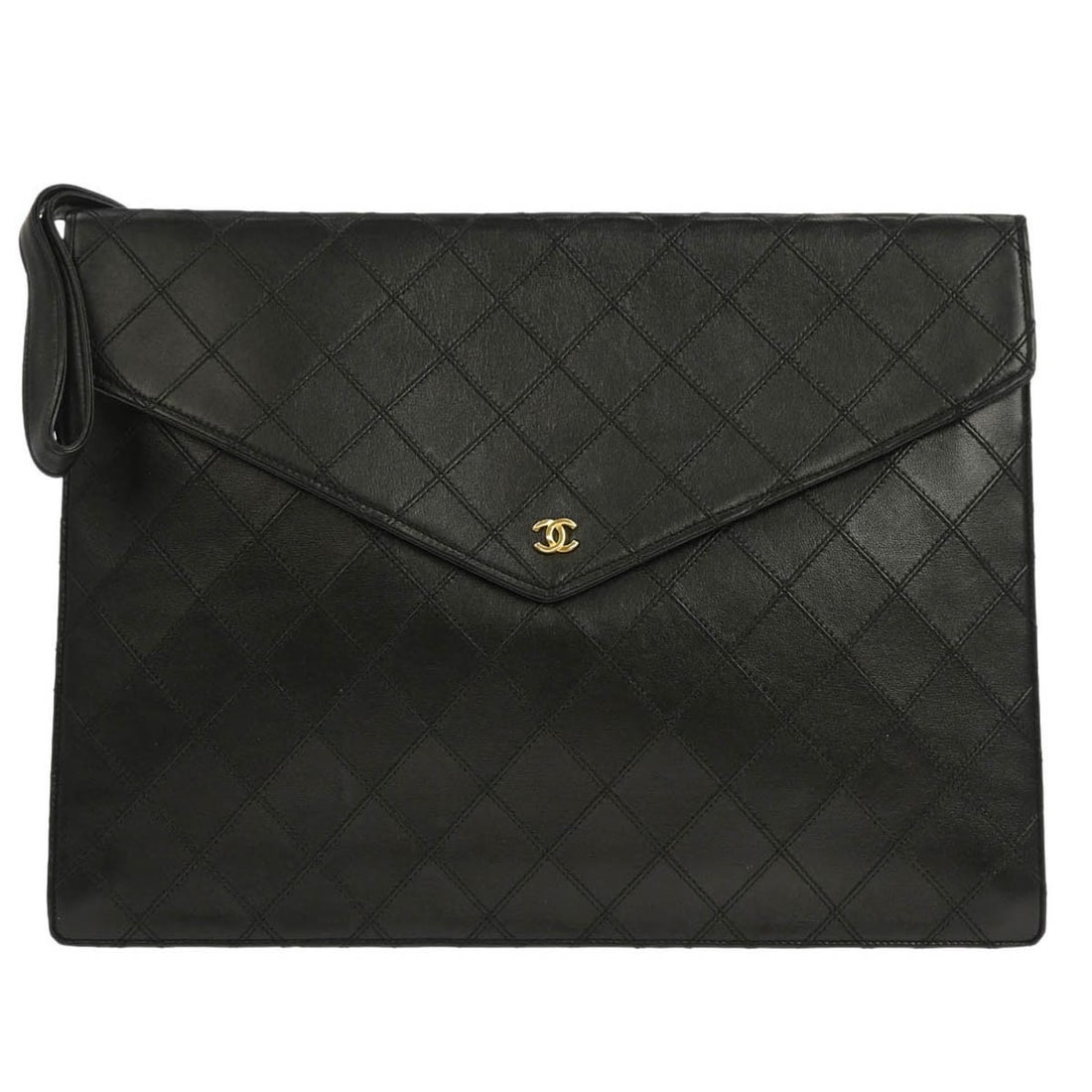 Chanel Bicolore Black Lambskin Leather Medium Clutch with Push Lock (1 of 10)