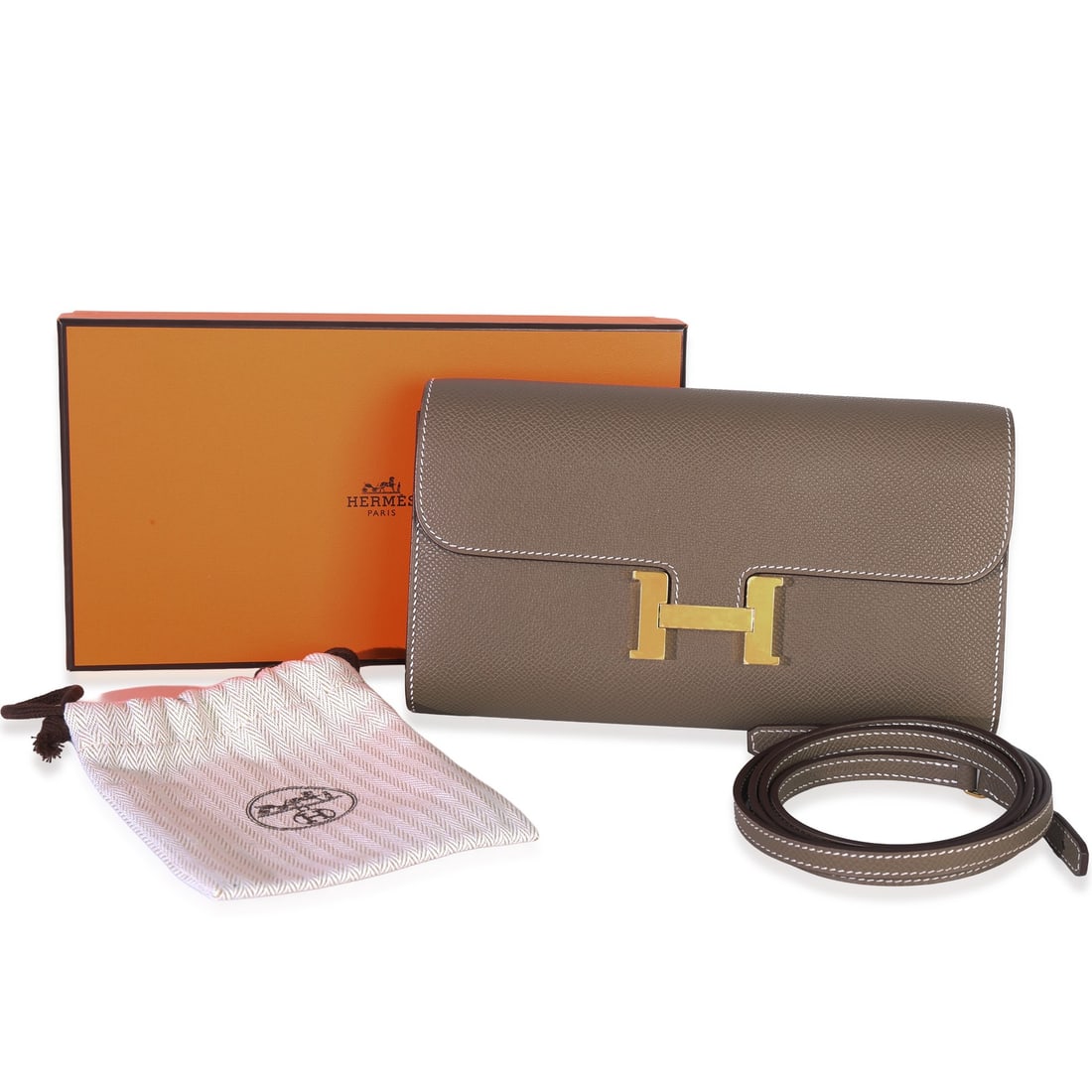 Hermes Constance Wallet To Go in Etoupe Epsom Leather with Gold Hardware - 2