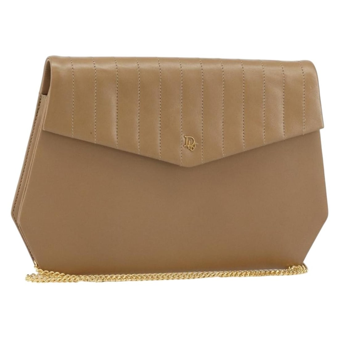 Beige and Gold Leather Shoulder Bag by Christian Dior France: Beige and Gold Leather Shoulder Bag by Christian Dior France This Christian Dior shoulder bag features a classic beige and gold color scheme with a leather exterior. Crafted in France, it showcases a