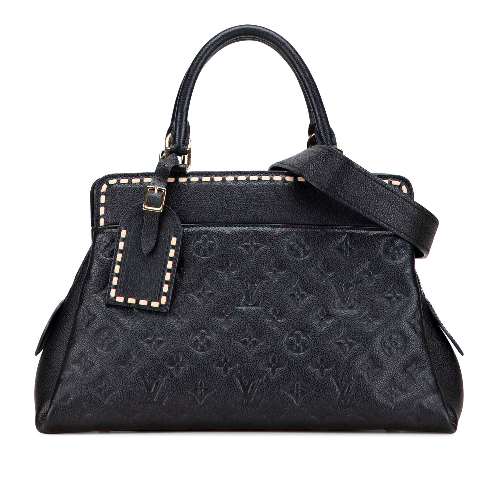 Louis Vuitton Monogram Empreinte Vosges MM Black Leather Bag: Louis Vuitton Monogram Empreinte Vosges MM Black Leather Bag Introducing the Louis Vuitton Monogram Empreinte Vosges MM, an elegant bag crafted from luxurious monogram empreinte leather in a sophistic