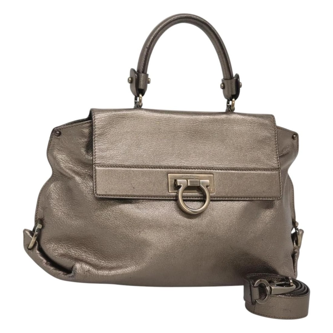 Sofia Satchel in Gold Leather by Salvatore Ferragamo (1 of 18)