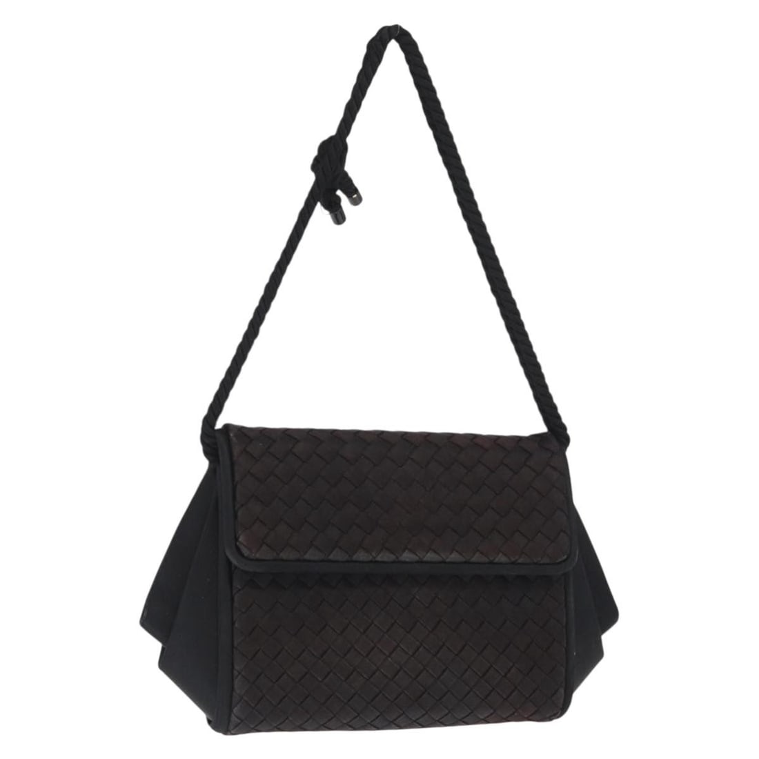 Bottega Veneta Intrecciato Black and Gold Satin Shoulder Bag: Bottega Veneta Intrecciato Black and Gold Satin Shoulder Bag This Bottega Veneta Intrecciato shoulder bag features a satin exterior in black and gold. Made in Italy, it is designed with a shoulder str
