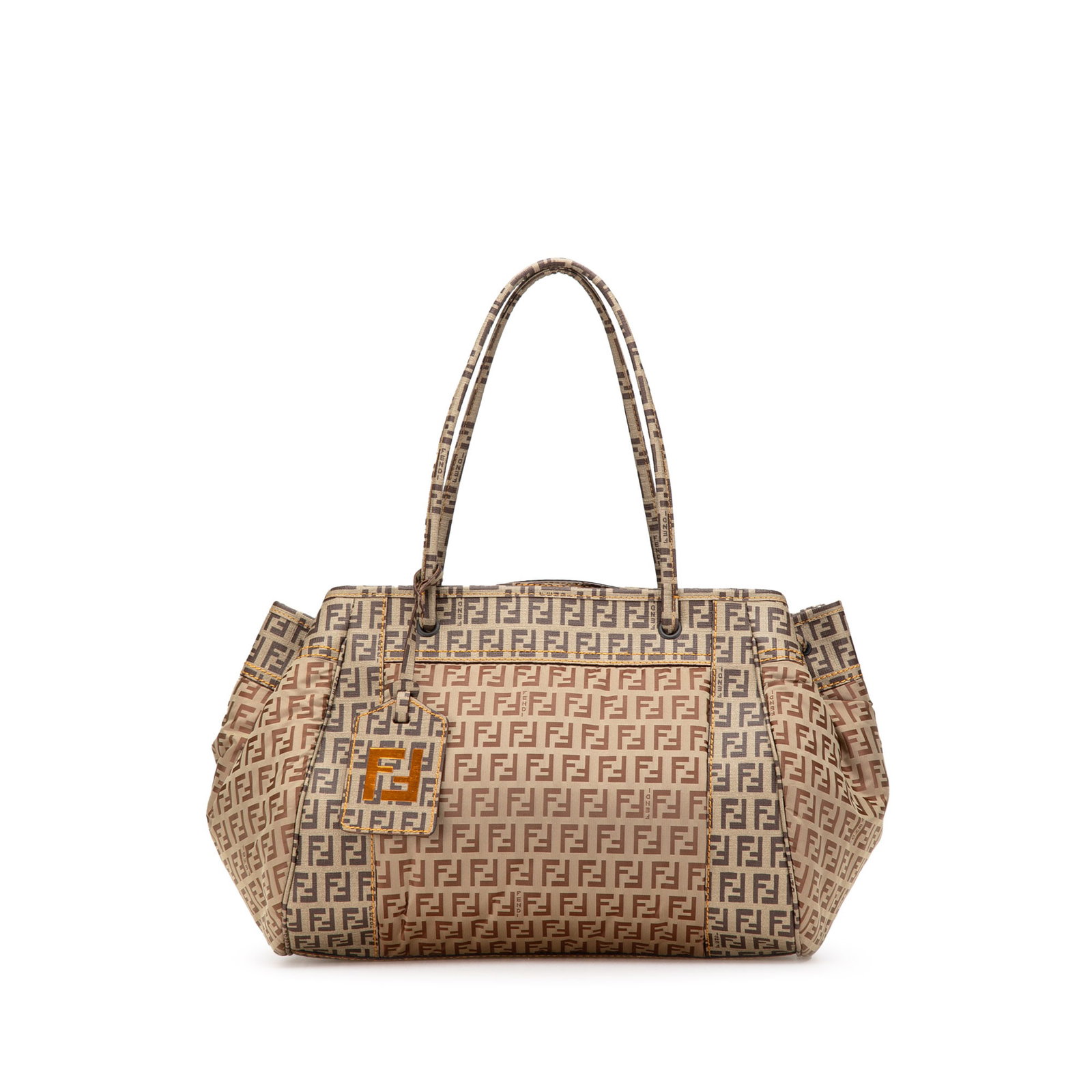 Fendi Zucchino Nylon Spalmati Grande Pillow Tote Brown Bag: Fendi Zucchino Nylon Spalmati Grande Pillow Tote Brown Bag The Fendi Zucchino Nylon and Spalmati Grande Pillow Tote is a stylish and functional accessory crafted from a coated canvas and nylon blend.