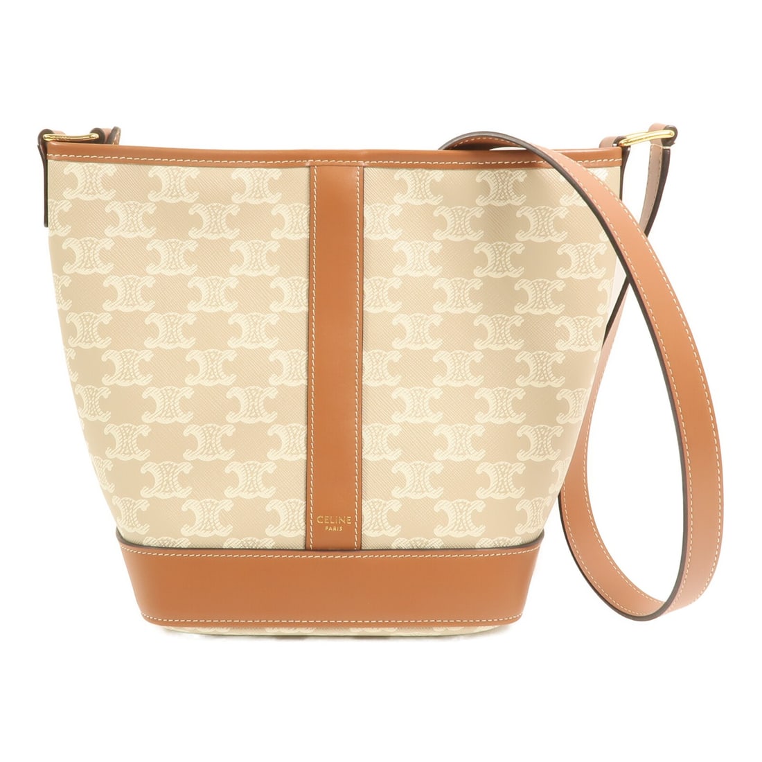 Small Celine Beige Canvas Shoulder Bag with Gold Hardware (1 of 14)