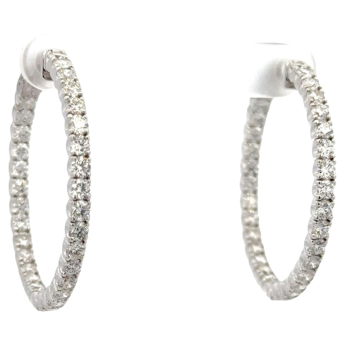 Harbor Diamonds 4.61 Carat Diamond Hoop Earrings in 14K White Gold (1 of 8)