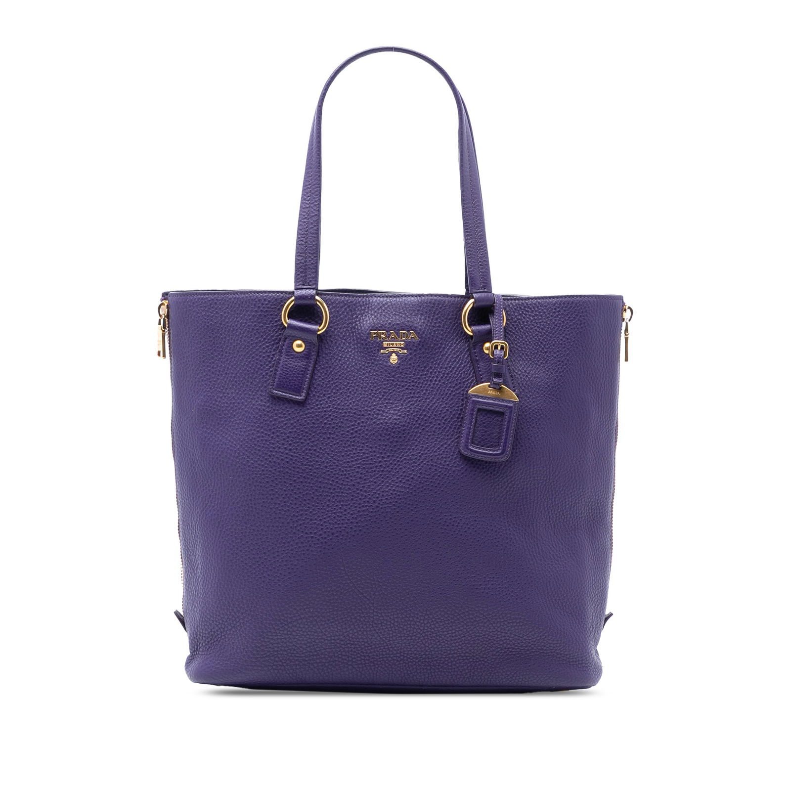 Prada Vitello Daino Leather Tote with Side Zipper Expansions (1 of 6)