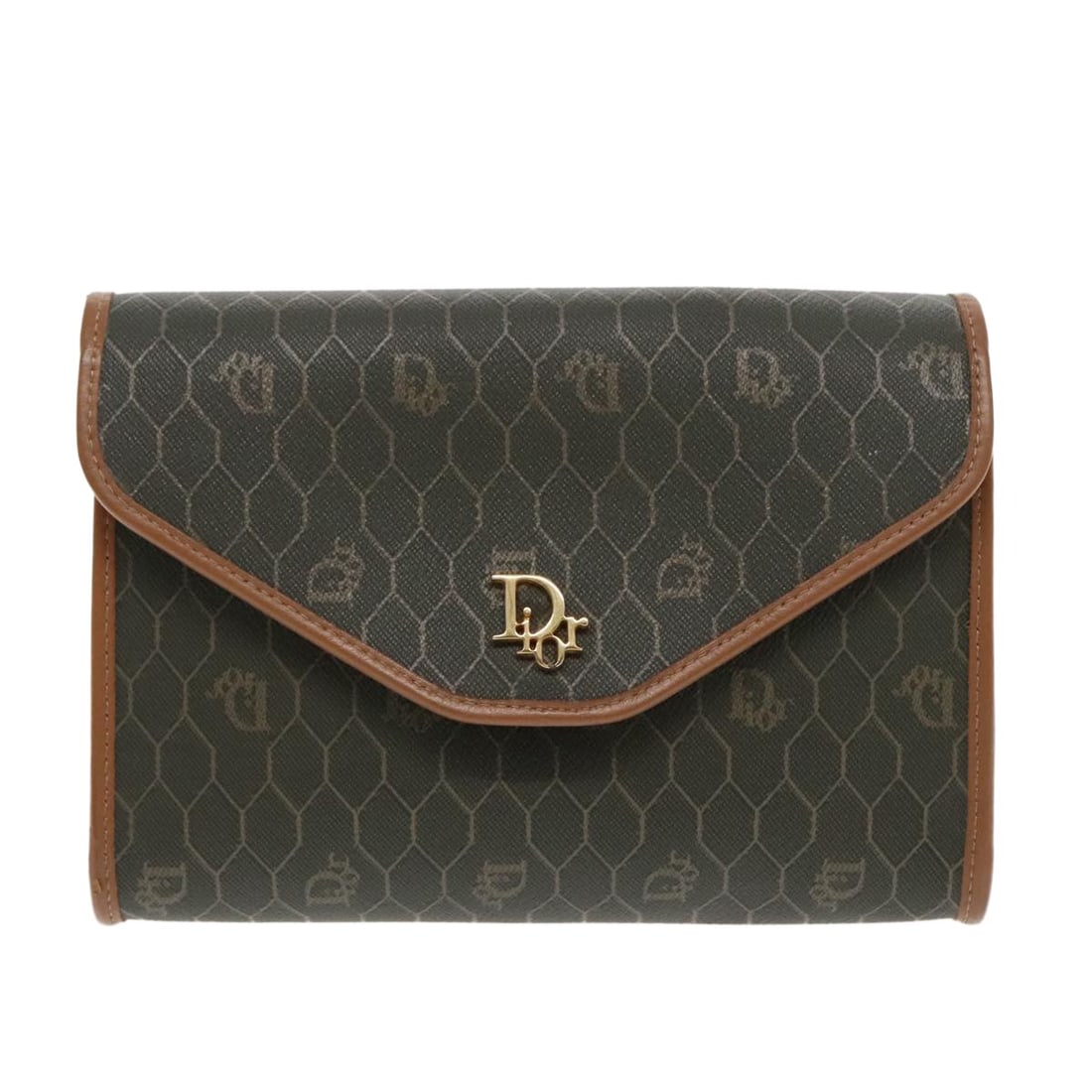 Christian Dior Canvas Shoulder Bag Vintage Honeycomb Pattern: Christian Dior Canvas Shoulder Bag Vintage Honeycomb Pattern This pre-owned Christian Dior vintage Honeycomb chain shoulder bag is crafted from khaki canvas. It features a classic design with a chain