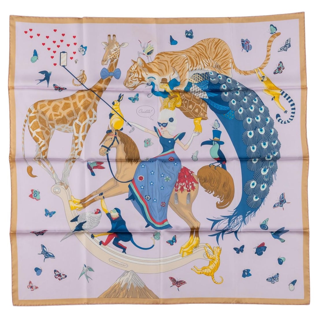 Hermes Story Scarf by Jonathan Burton 100% Silk 35 in France: Hermes Story Scarf by Jonathan Burton 100% Silk 35 in France Elevate your wardrobe with this exquisite Hermes "Story" Scarf, designed by Jonathan Burton. Crafted from 100% silk twill, this luxurious s