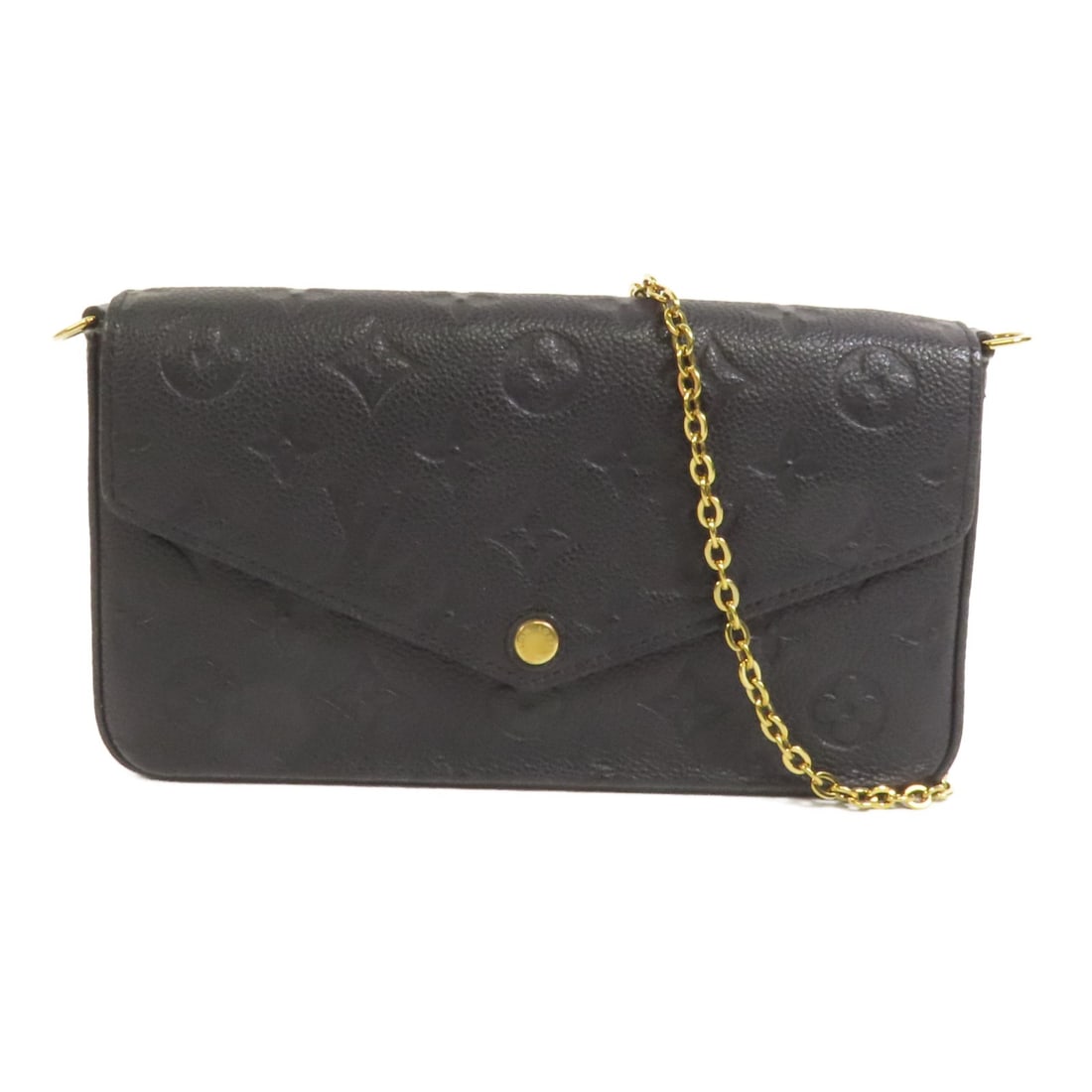 LOUIS VUITTON Felicie Pochette Black Shoulder Bag M82477: LOUIS VUITTON Felicie Pochette Black Shoulder Bag M82477 The LOUIS VUITTON Felicie Pochette Shoulder Bag is a stylish accessory crafted from high-quality calfskin (cowhide) in a sleek black finish. Th