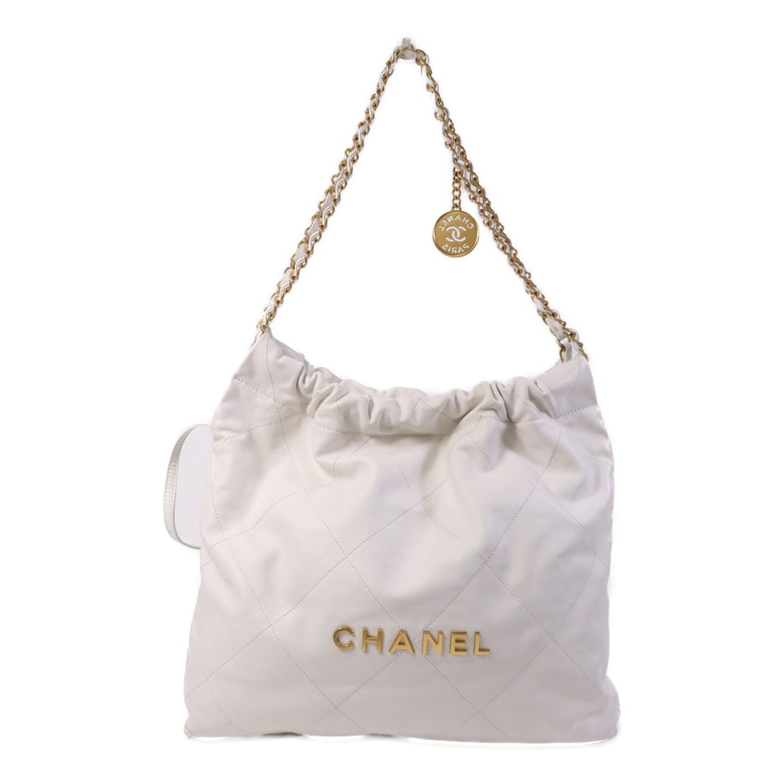Chanel 22 Shoulder Bag Calfskin Leather White with CC Gold Hardware (1 of 15)