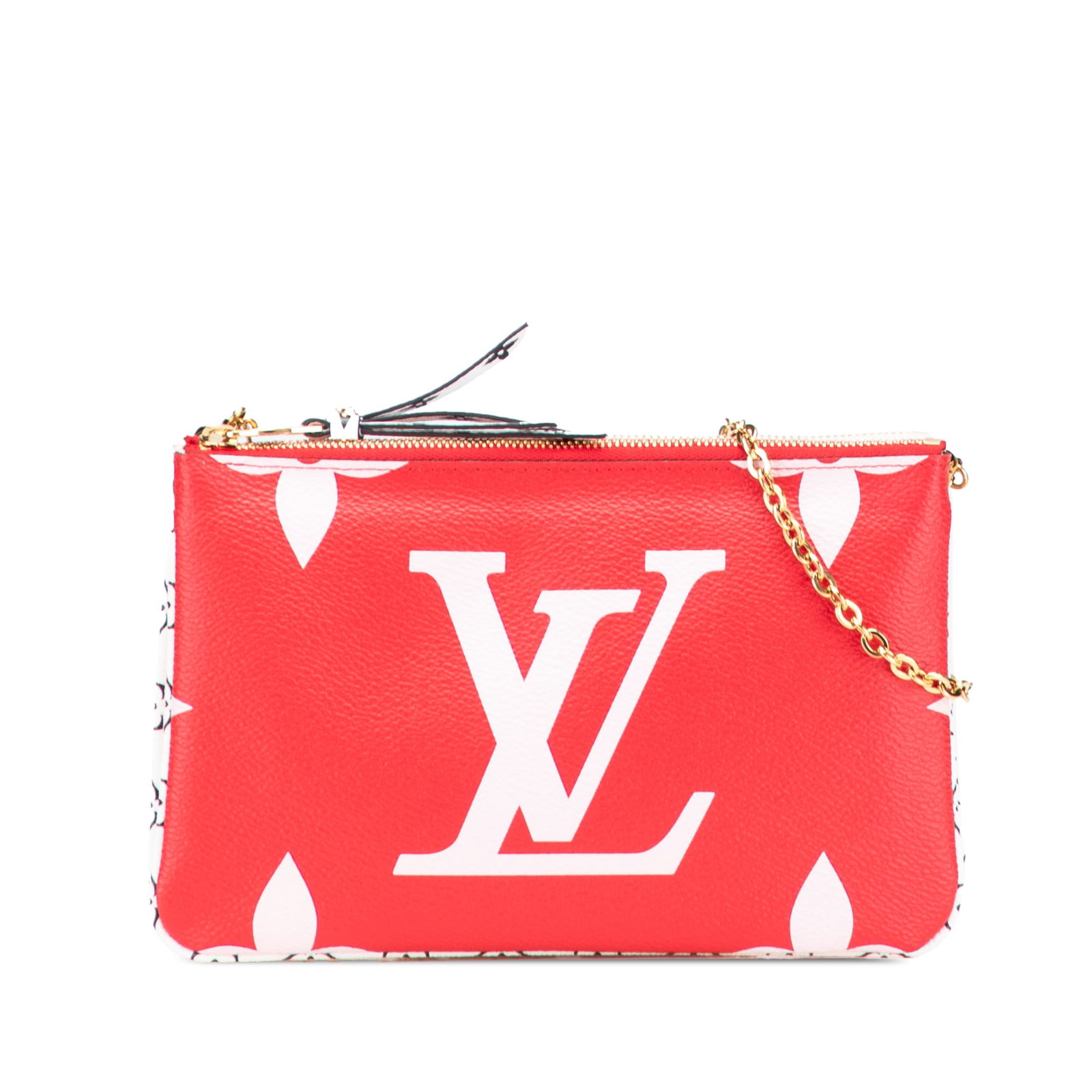 Louis Vuitton Limited Edition Monogram Giant Double Zip Pochette Red Canvas Bag: Louis Vuitton Limited Edition Monogram Giant Double Zip Pochette Red Canvas Bag Introducing the Louis Vuitton Limited Edition Monogram Giant Double Zip Pochette, a fashionable crossbody bag crafted fr