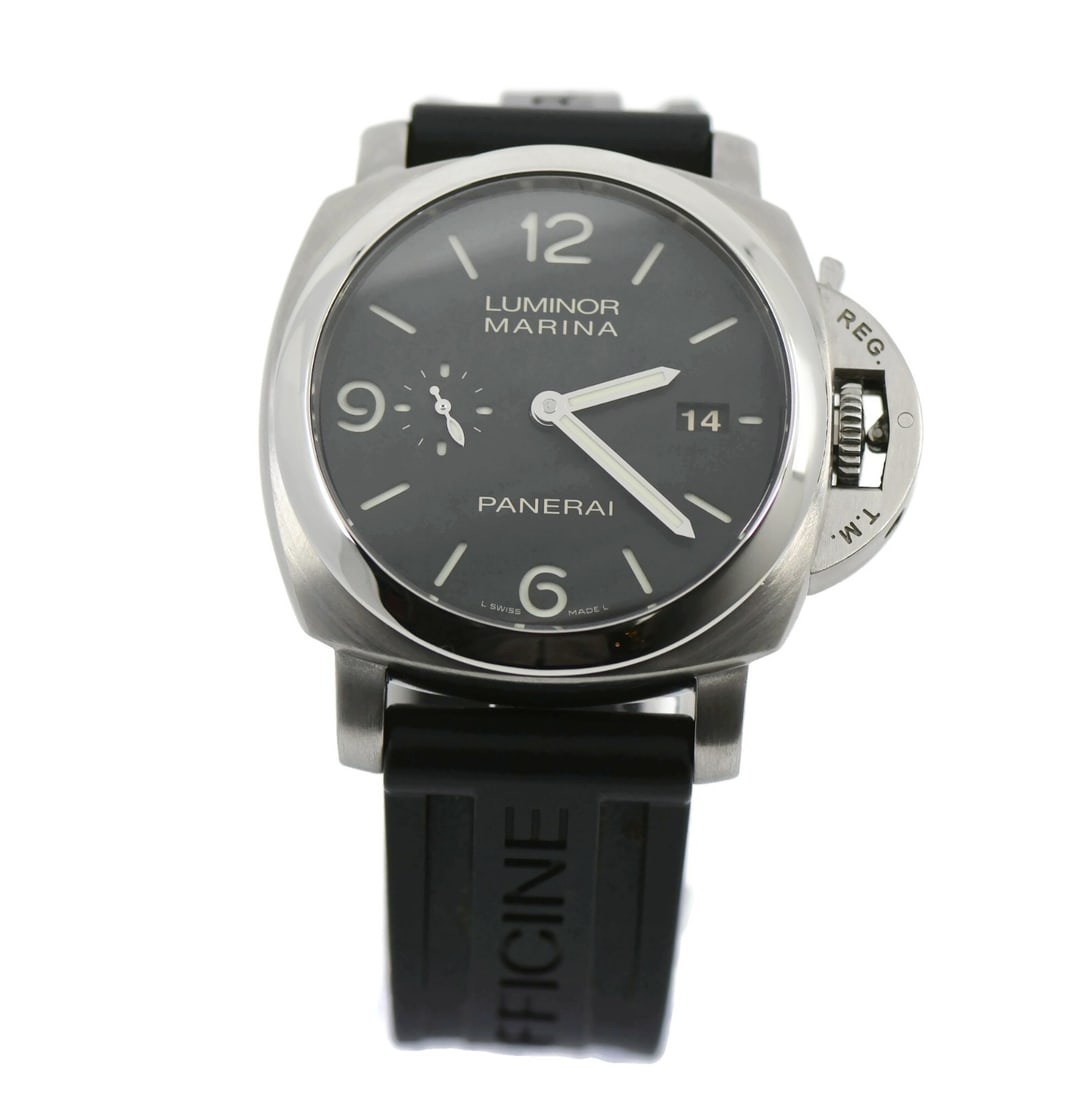 Luminor Marina PAM00312 Automatic Stainless Steel Panerai Watch with Box: Luminor Marina PAM00312 Automatic Stainless Steel Panerai Watch with Box The Panerai Luminor Marina wristwatch features a 44 mm stainless steel case with a mechanical automatic movement. It has a blac