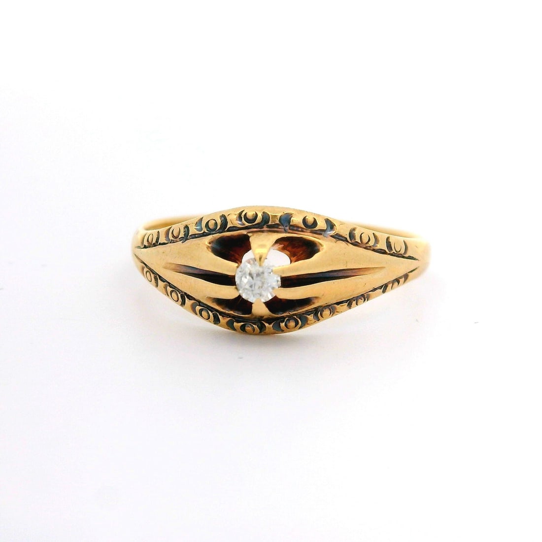 Antique 14k Yellow Gold Old European Cut Diamond Solitaire Ring (1 of 9)