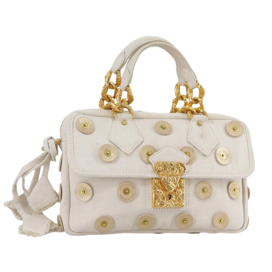 Louis Vuitton Polka Dot Canvas Panama Bowly Purse: Louis Vuitton Polka Dot Canvas Panama Bowly Purse This Louis Vuitton Polka Dot Panama Bowly handbag is crafted from white canvas and designed for women. It features a distinctive polka dot pattern and