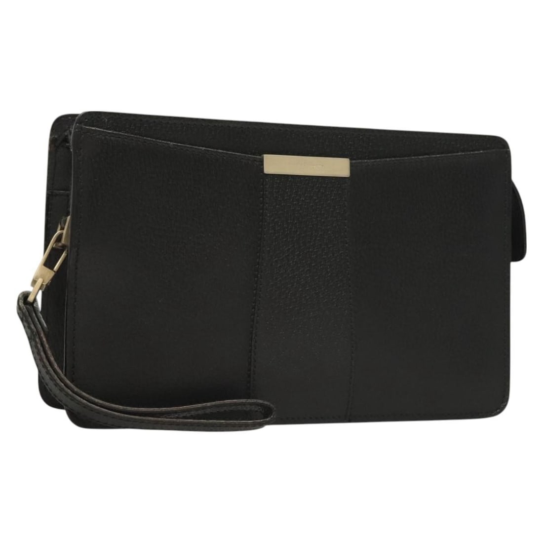 Leather Black Salvatore Ferragamo Clutch Bag Vintage Style: Leather Black Salvatore Ferragamo Clutch Bag Vintage Style This vintage Salvatore Ferragamo clutch bag is crafted from black leather and designed for women. It features a compact silhouette suitable f
