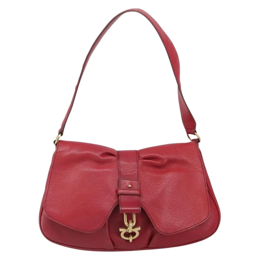 Red Leather Shoulder Bag by Salvatore Ferragamo Gancini 32cm (1 of 18)