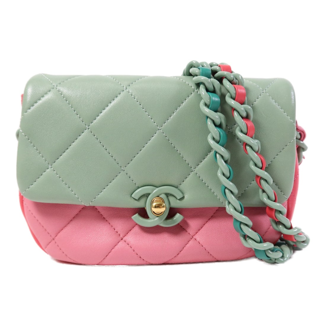 Chanel Mini Lambskin Leather Multicolor CC Colourblock Shoulder Bag AS3676B (1 of 15)