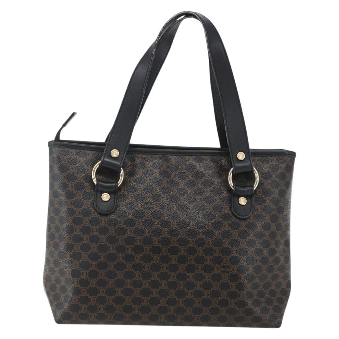 Vintage Celine Macadam Canvas and Leather Handbag 25cm Black (1 of 18)