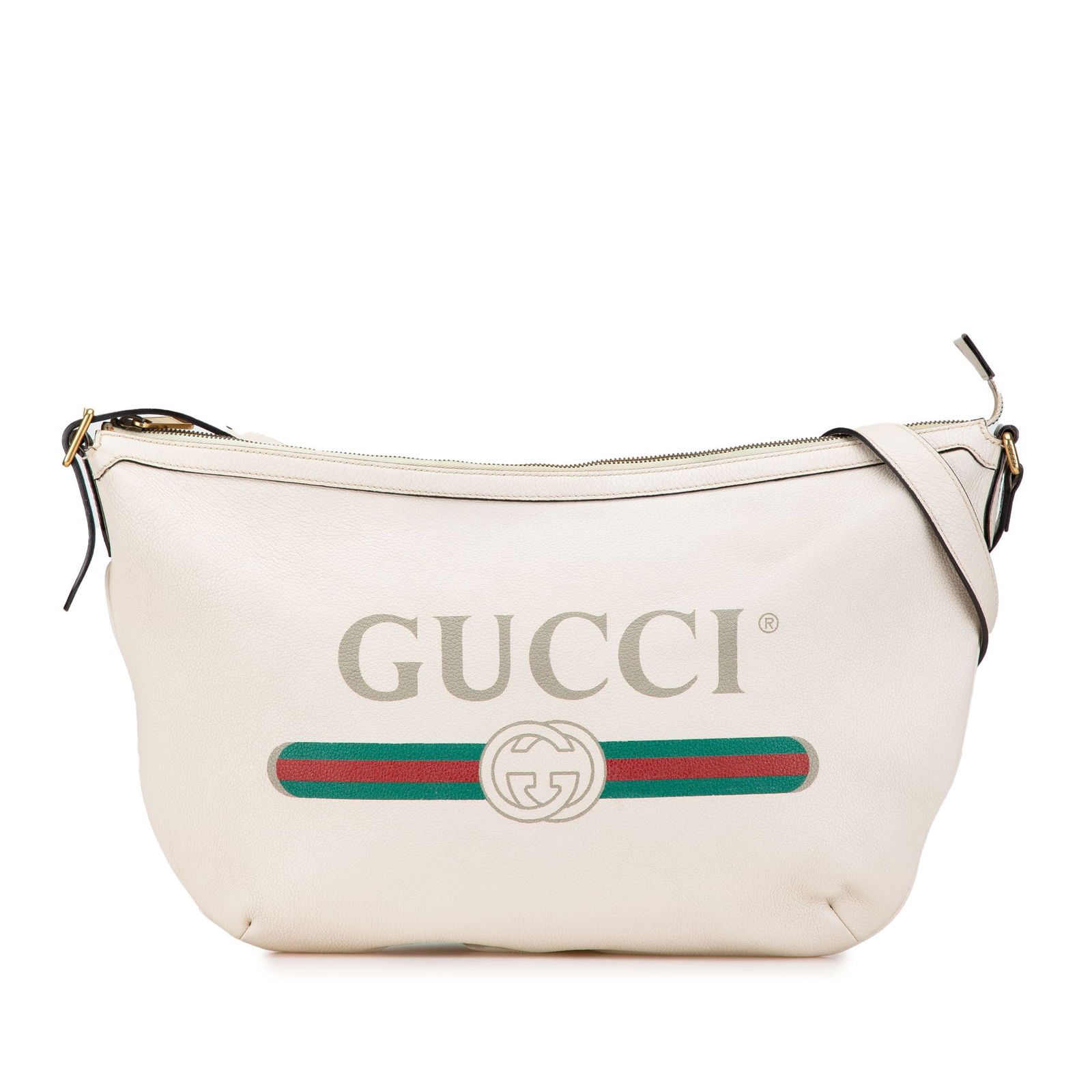 Gucci Leather Logo Half Moon Crossbody Bag White Italy (1 of 11)
