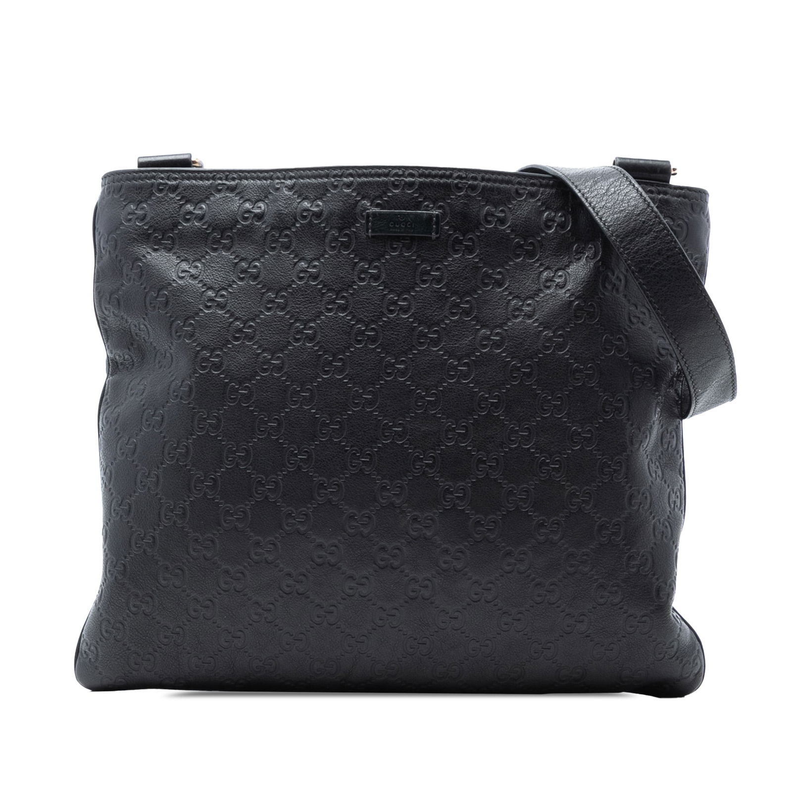 Gucci Guccissima Black Embossed Leather Adjustable Crossbody Bag (1 of 7)
