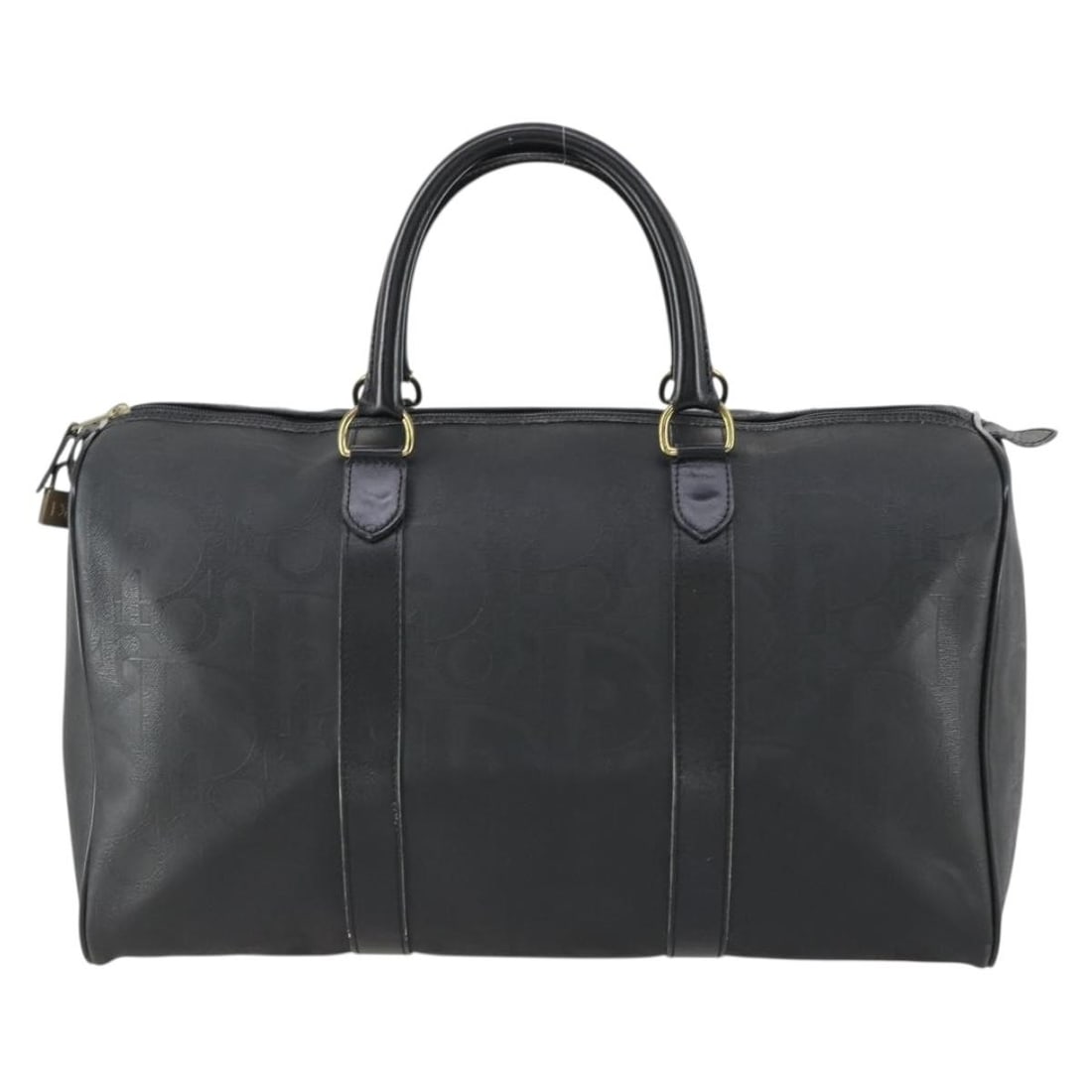 Christian Dior Trotter Black PVC Boston Bag Vintage France: Christian Dior Trotter Black PVC Boston Bag Vintage France This pre-owned Christian Dior Vintage Trotter Boston Bag features a classic black PVC exterior and is designed for women. The bag shows signi