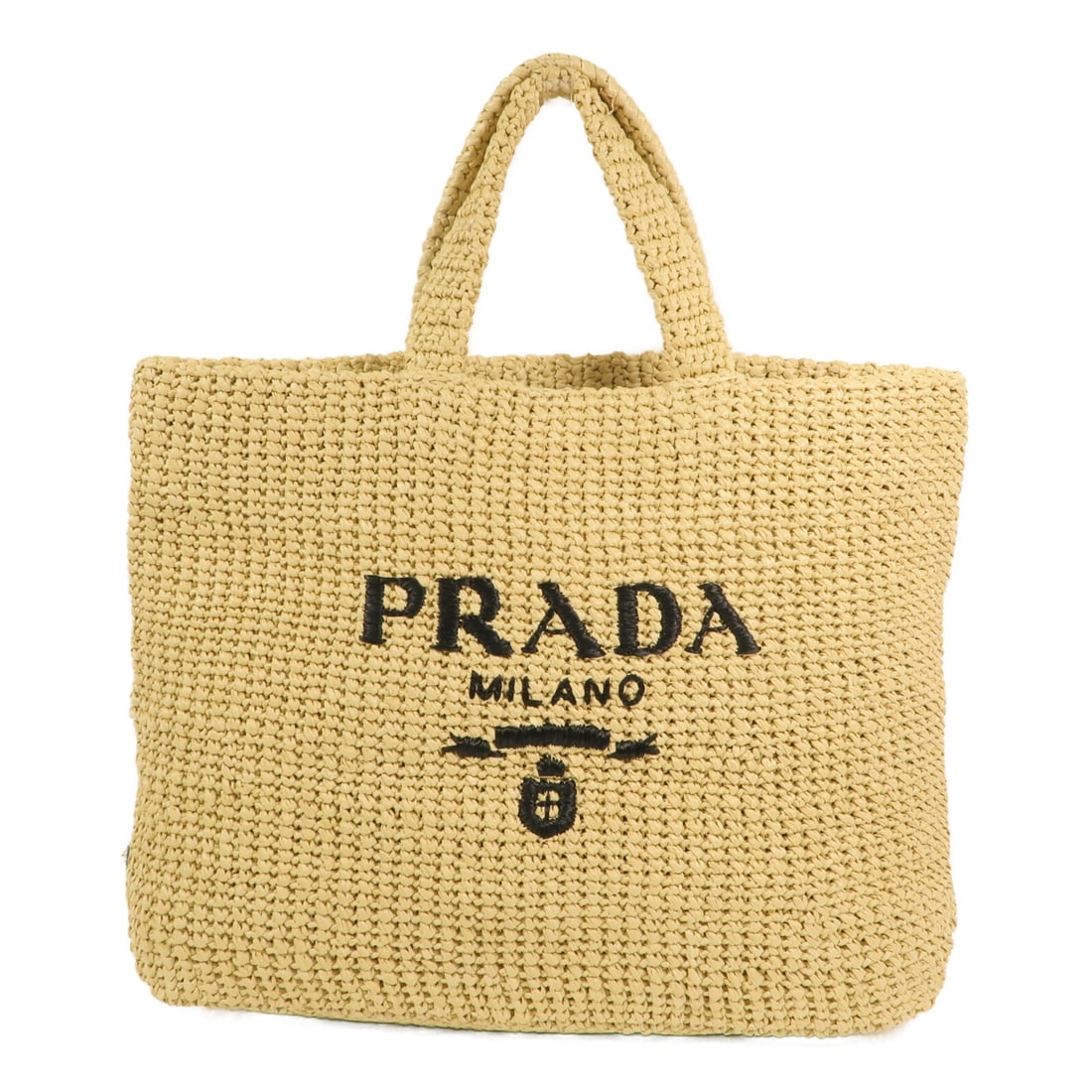 Prada Beige Raffia Tote Handbag with Gold Hardware (1 of 14)