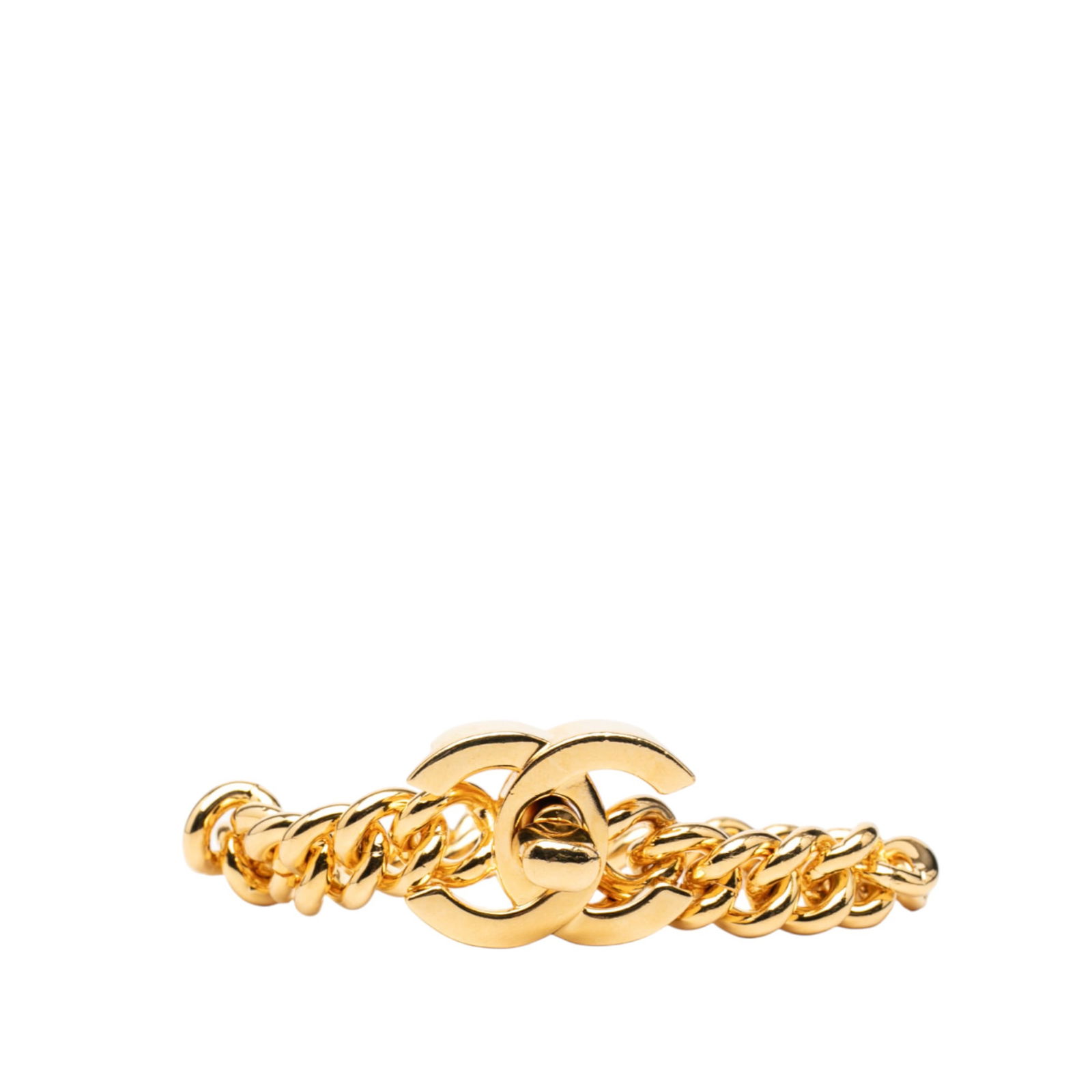 Chanel Gold Plated Metal Bracelet with CC Logo Turn Lock (1 of 5)