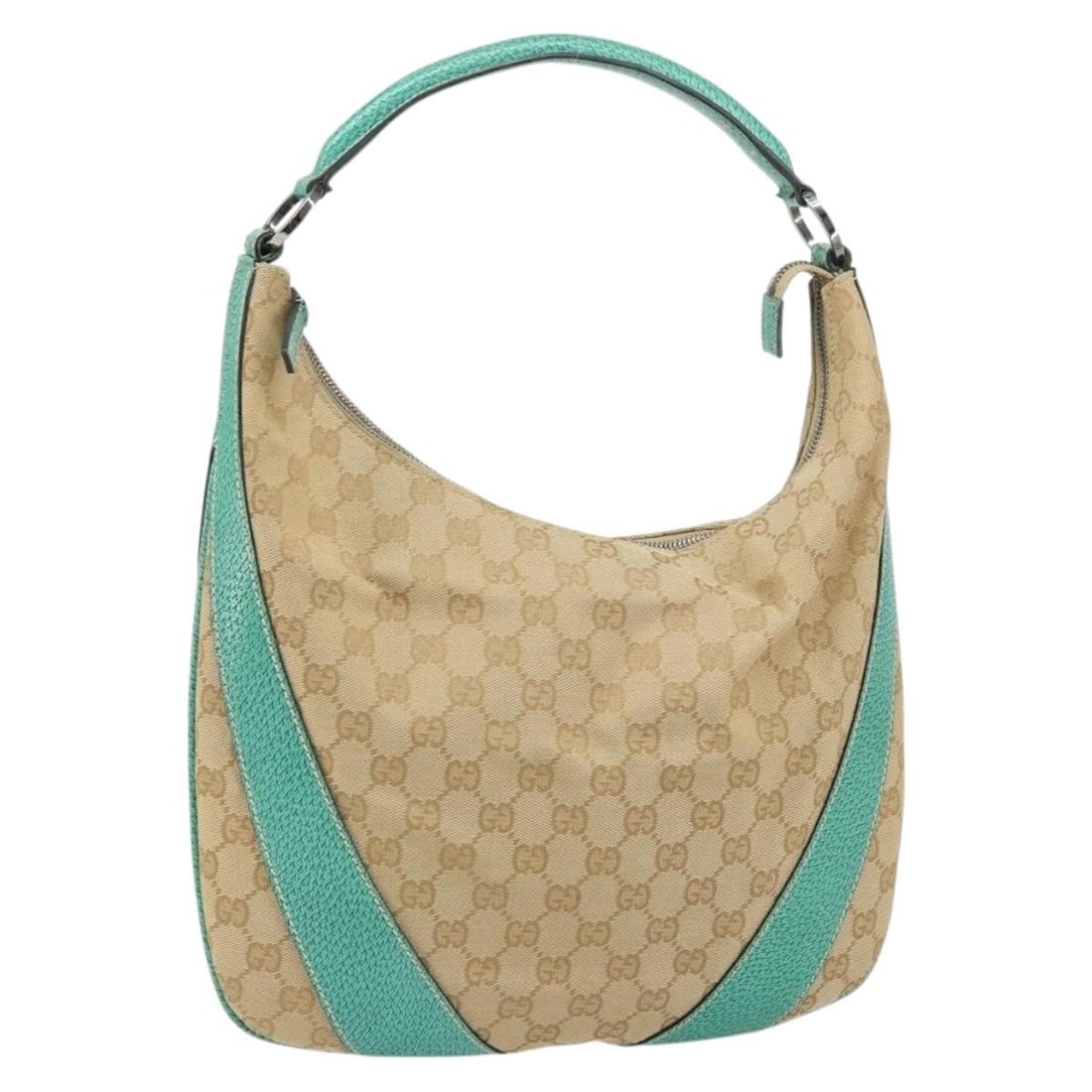 Beige GG Canvas Shoulder Bag by Gucci with Silver Accents Model 124357 (1 of 18)