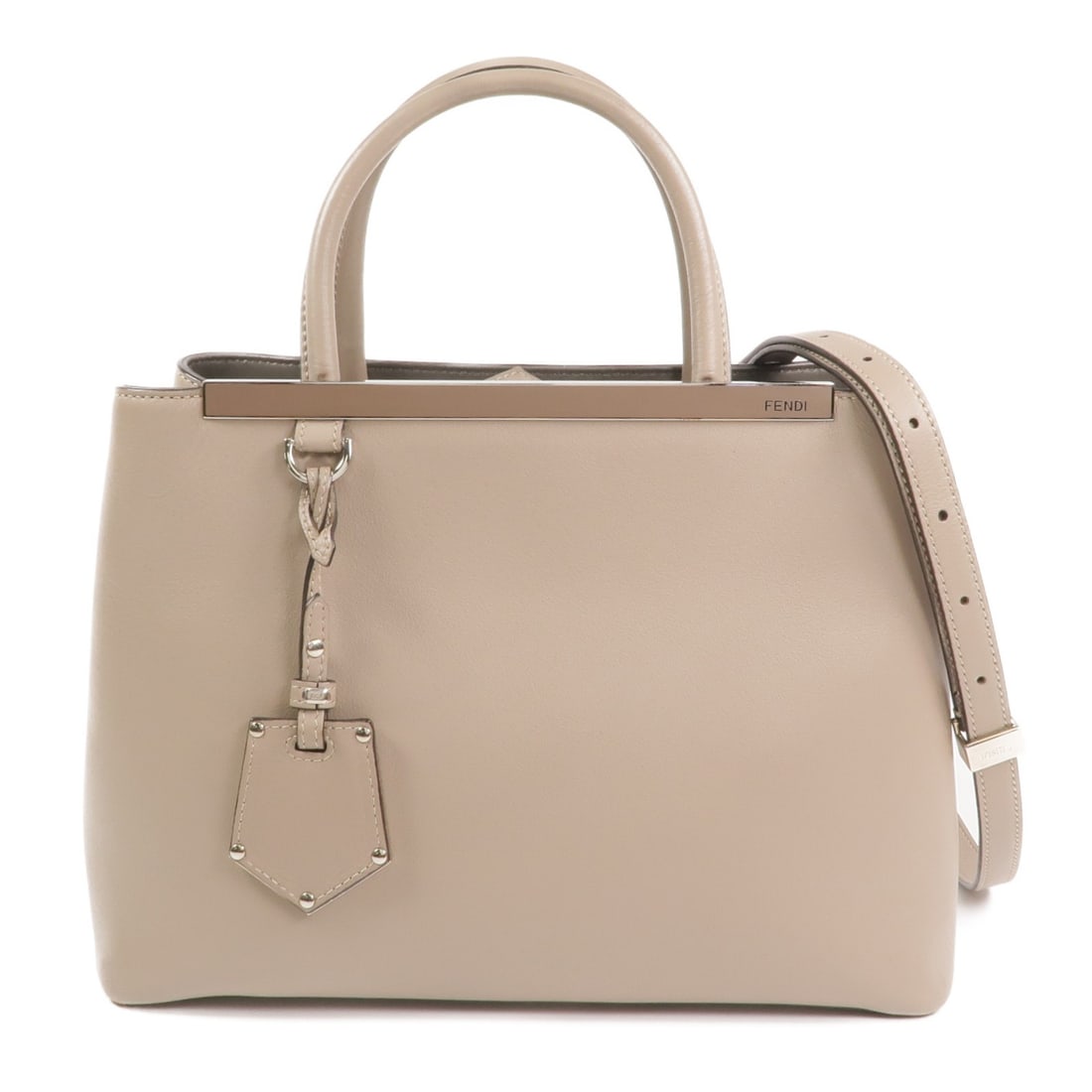 Small Fendi 2 Jours Gray Calfskin Leather Convertible Shoulder Handbag: Small Fendi 2 Jours Gray Calfskin Leather Convertible Shoulder Handbag This FENDI 2 Jours small 2-way shoulder bag is crafted from gray calfskin leather, offering a versatile option that can be carrie