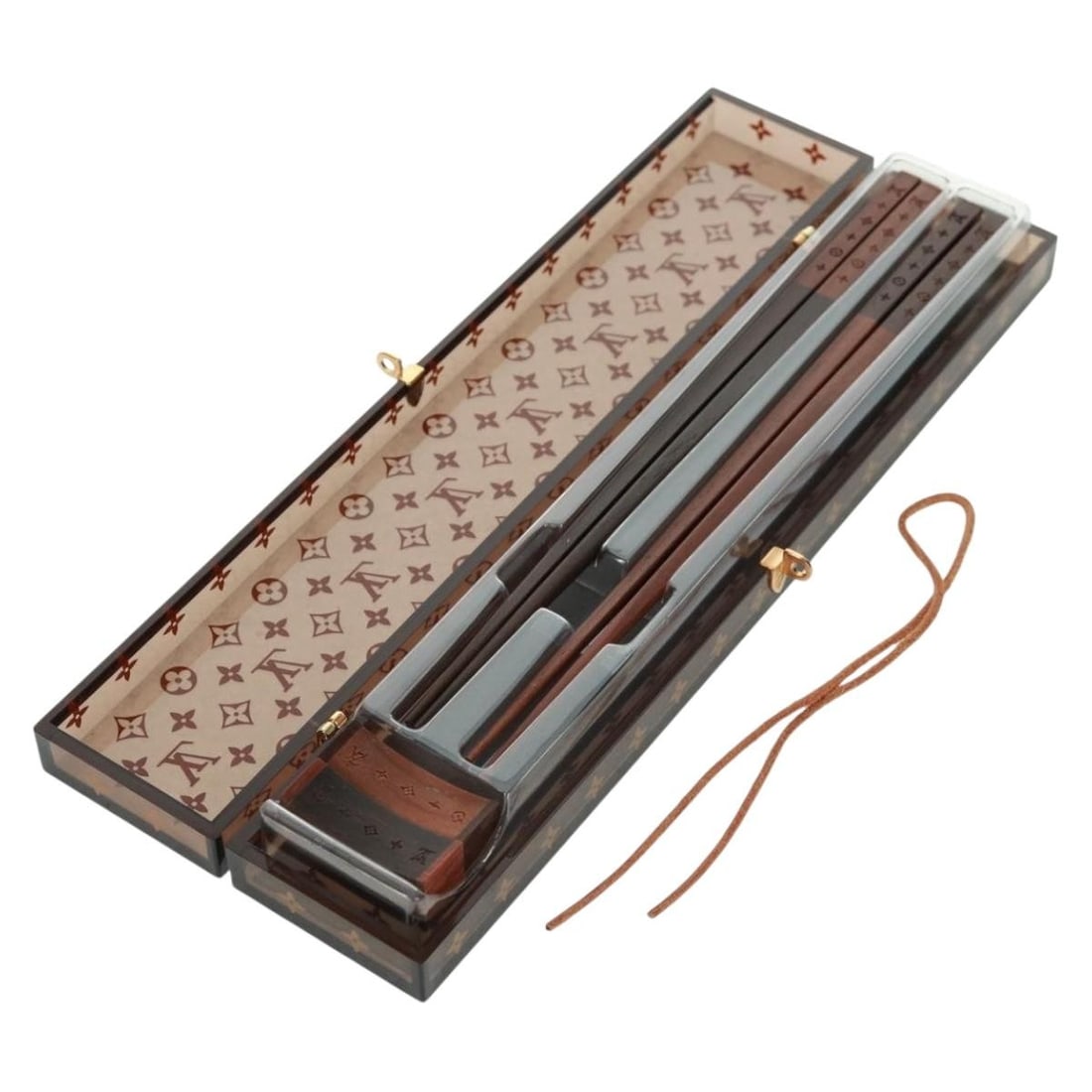Wooden Louis Vuitton Monogram Chopsticks with Original Box Brown Japan (1 of 18)