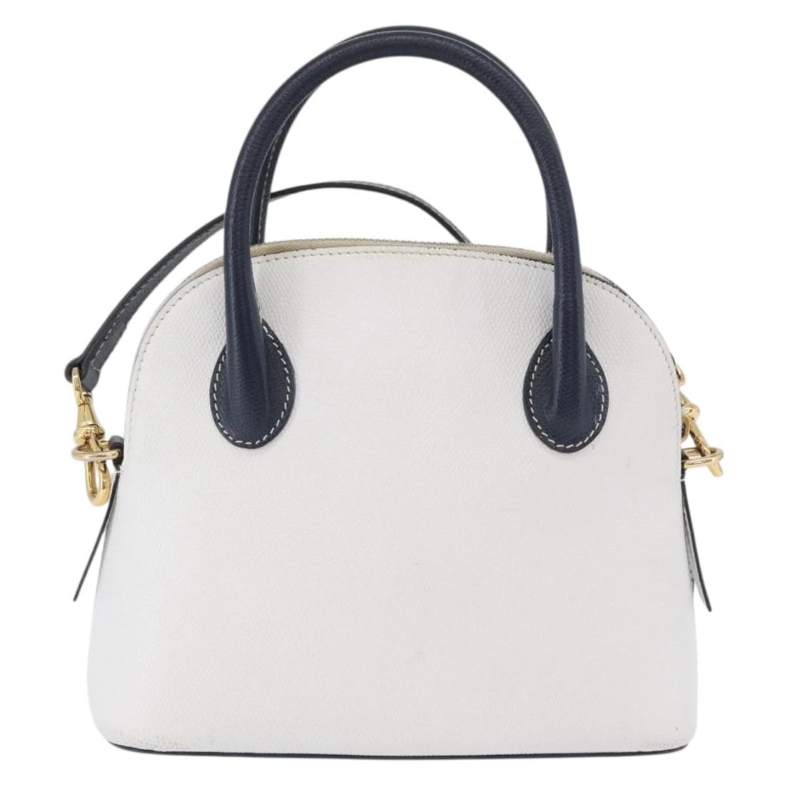 Celine Leather Convertible Bowler Purse Vintage White 21cm: Celine Leather Convertible Bowler Purse Vintage White 21cm This vintage Celine convertible bowler bag crafted from white leather offers a classic silhouette with versatile carrying options. Showing si