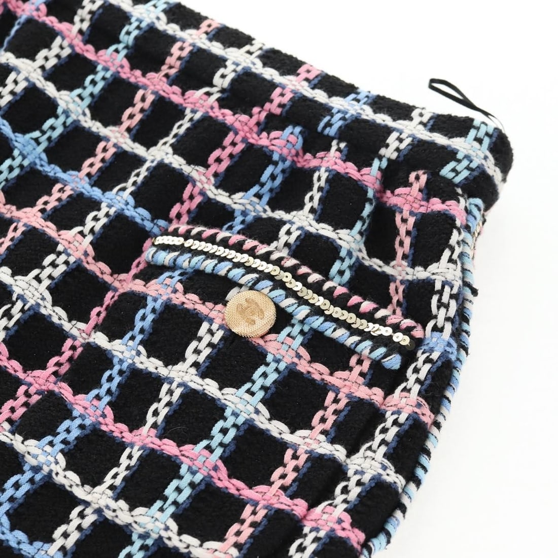 CHANEL Navy Silk Tweed Skirt Authenticated France - 5