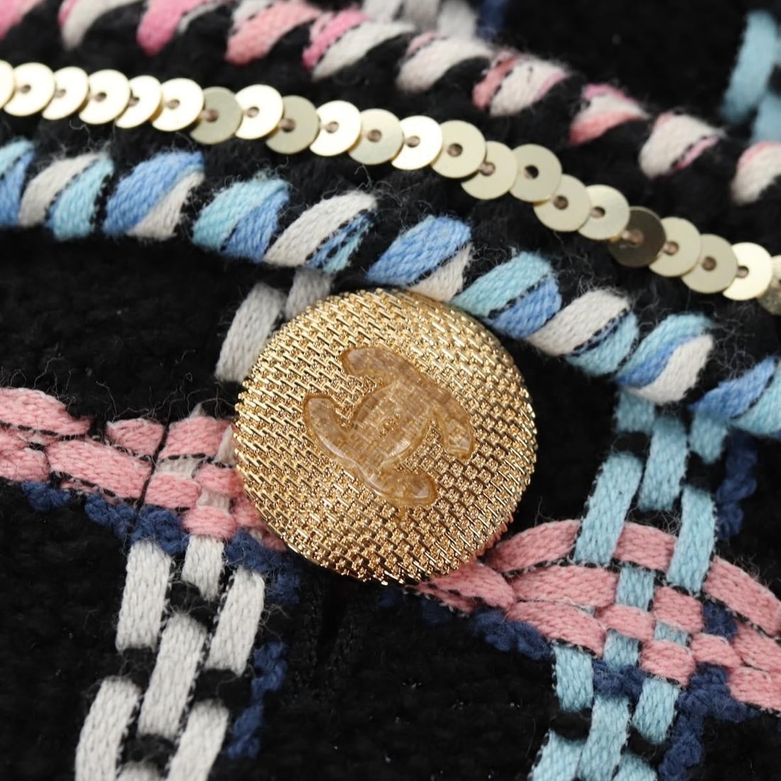 CHANEL Navy Silk Tweed Skirt Authenticated France - 6