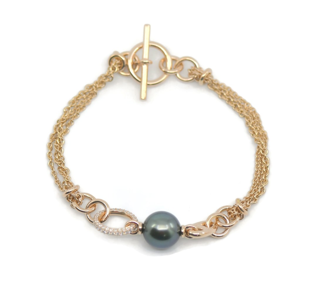 Hermes Chandra 18K Rose Gold Diamond Chain Bracelet (1 of 3)