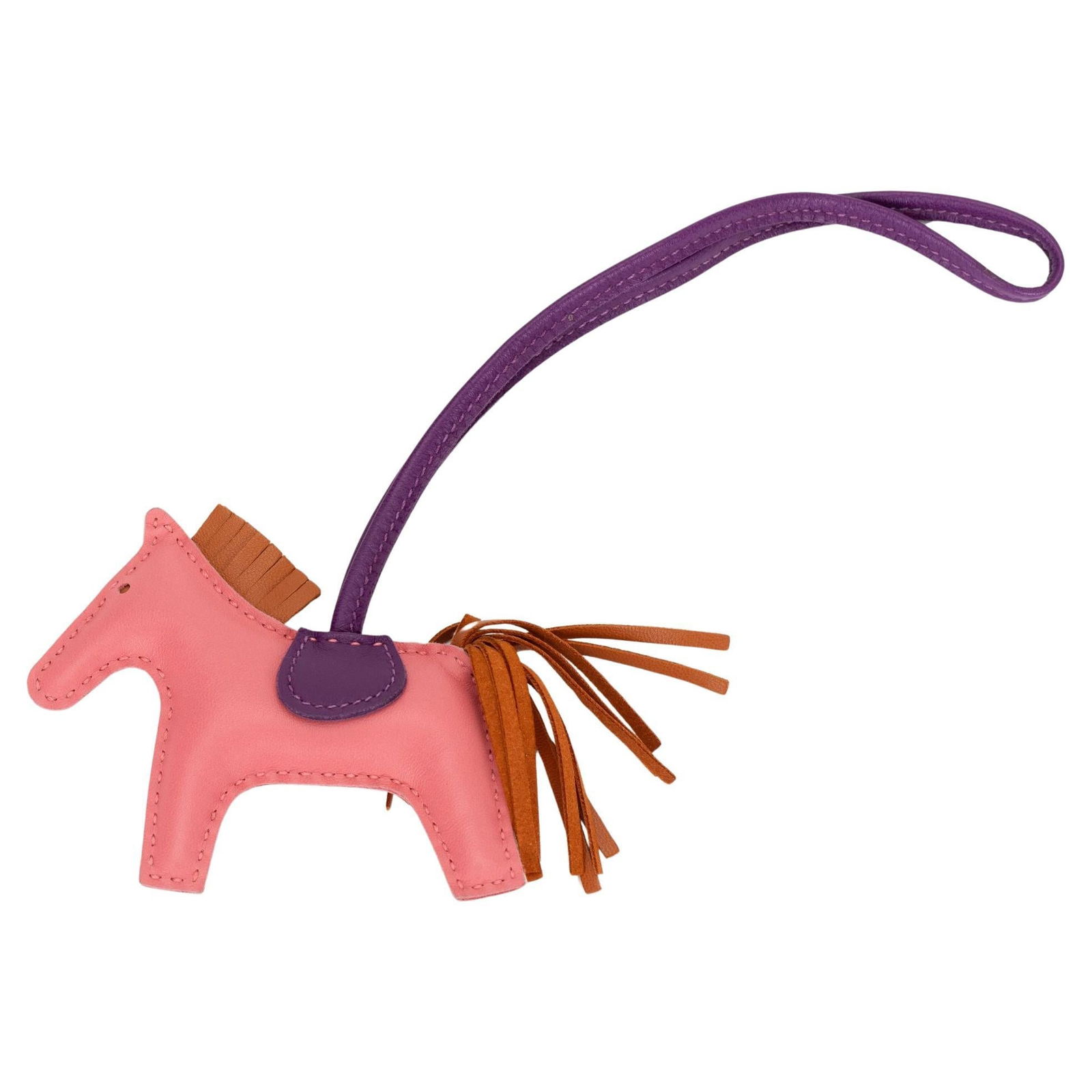 Hermes Rose Azalee Grigri Rodeo Charm with Dust Cover: Hermes Rose Azalee Grigri Rodeo Charm with Dust Cover This exquisite Hermes Rose Azalee Grigri Rodeo Charm is a stylish accessory for your handbag. Crafted from a luxurious combination of rose azalee