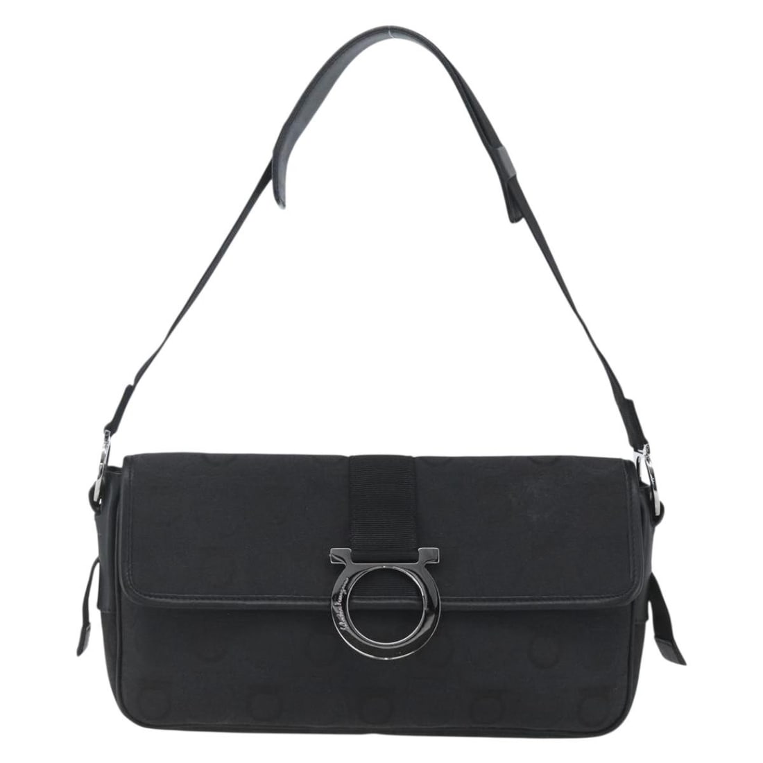 Gancini Canvas Shoulder Bag by Salvatore Ferragamo Black (1 of 18)