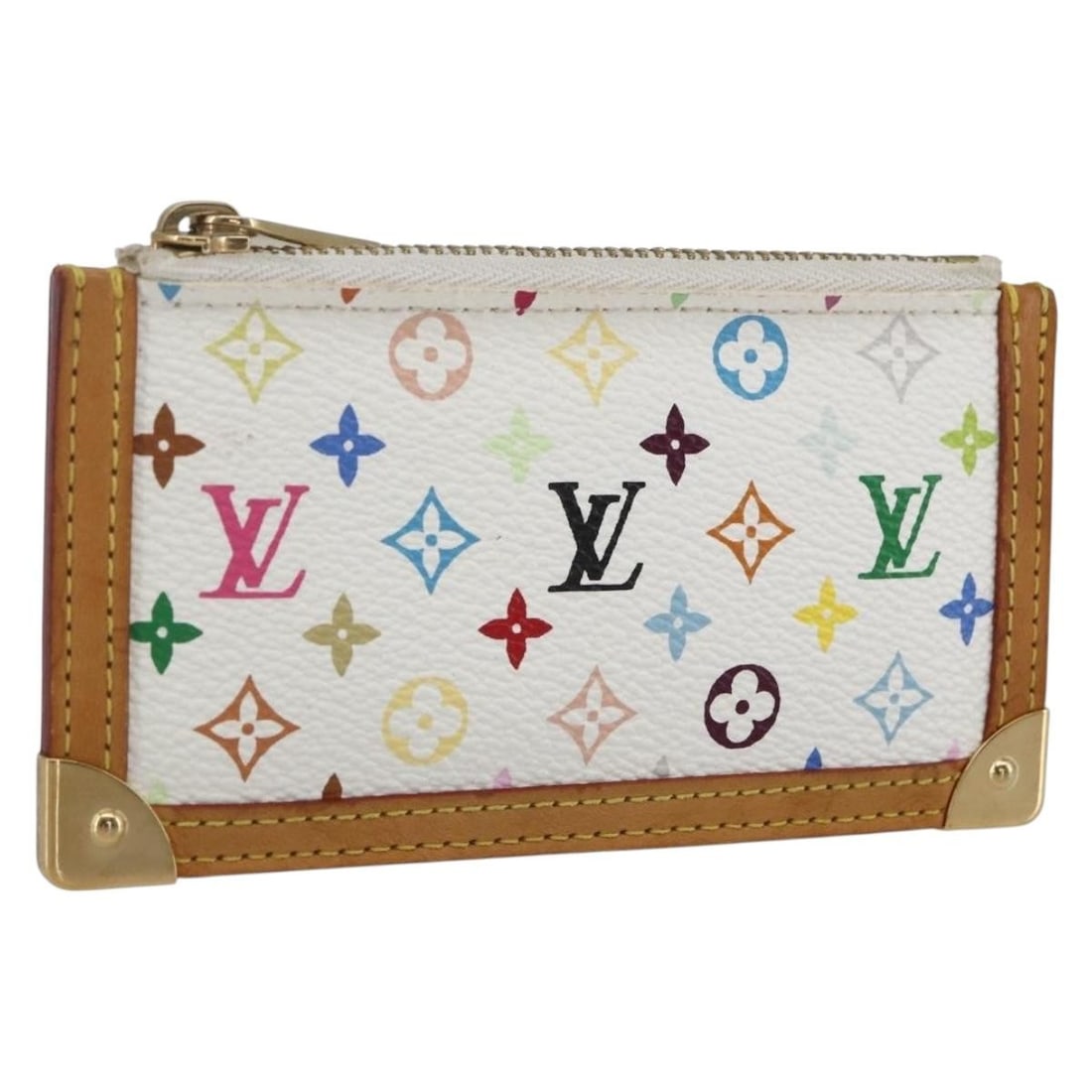 Louis Vuitton Monogram Multicolor White Pochette Cles Coin Purse M92655: Louis Vuitton Monogram Multicolor White Pochette Cles Coin Purse M92655 This Louis Vuitton Multicolor Pochette Cles coin purse features the iconic Monogram Multicolor canvas in white. Crafted in Spain