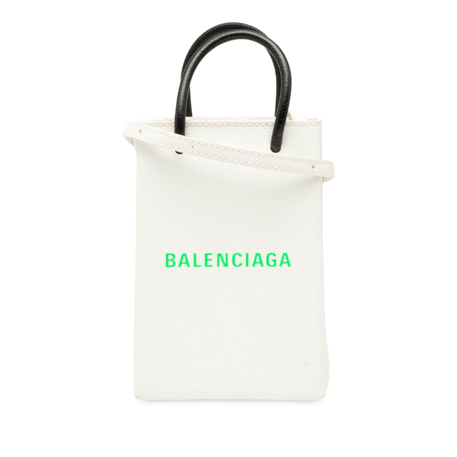 Balenciaga Mini Calfskin Logo Phone Holder White Leather Bag (1 of 7)