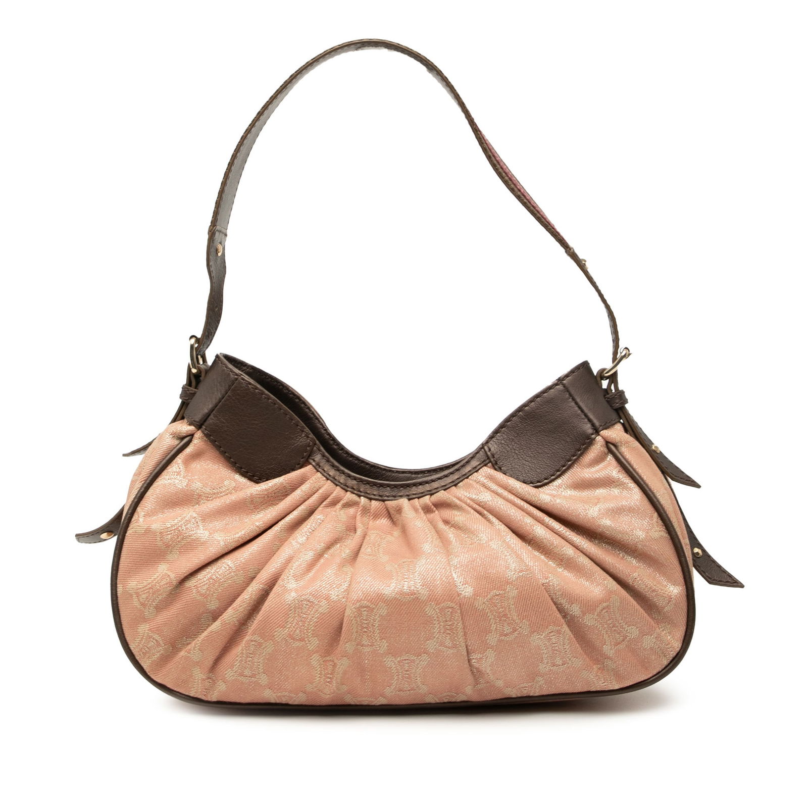 Celine Macadam Denim Pleated Shoulder Bag in Pink (1 of 7)