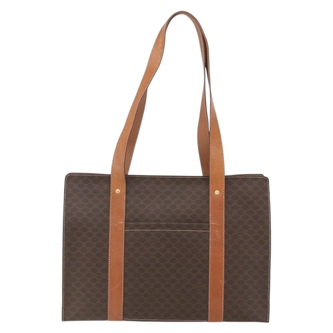 Celine Macadam Vintage Brown Canvas Leather Tote Handbag Italy: Celine Macadam Vintage Brown Canvas Leather Tote Handbag Italy This Celine Vintage Macadam tote bag features a classic brown canvas exterior with leather trim and handles. The bag is designed for wome