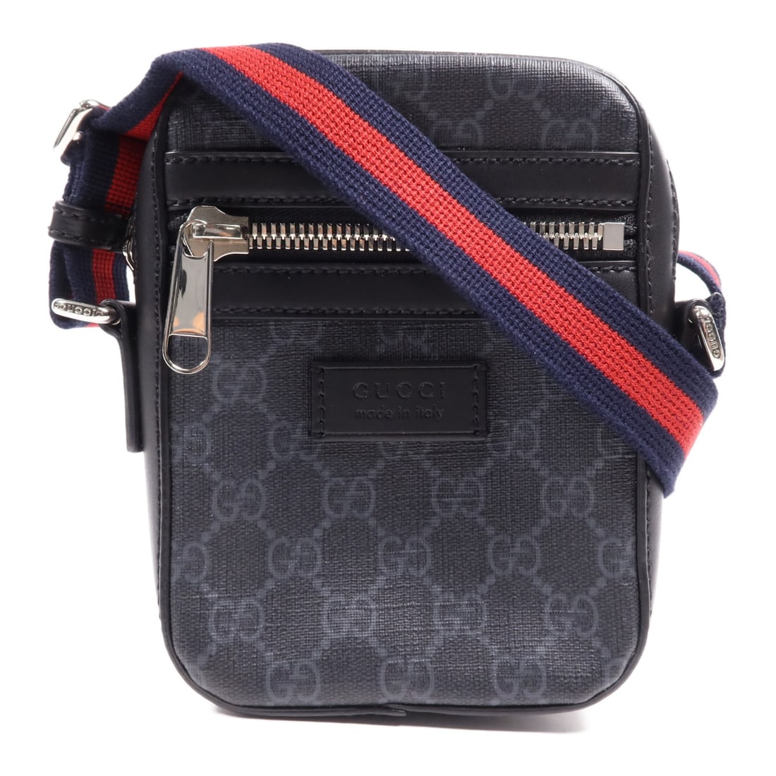 GUCCI GG Black Shoulder Bag Coated Canvas and Calfskin Leather (1 of 14)