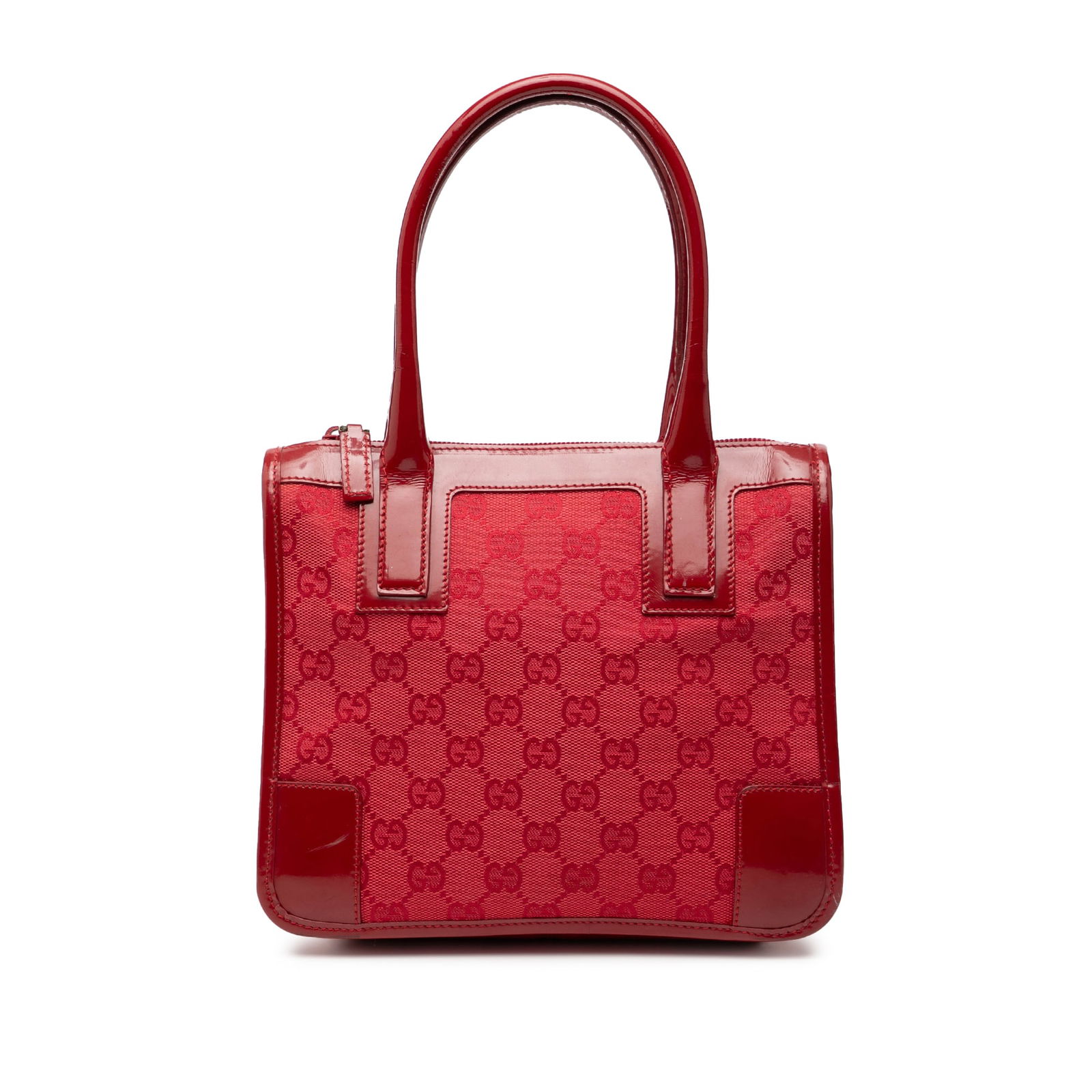 Red Gucci GG Canvas Bag with Patent Leather Trim (1 of 7)