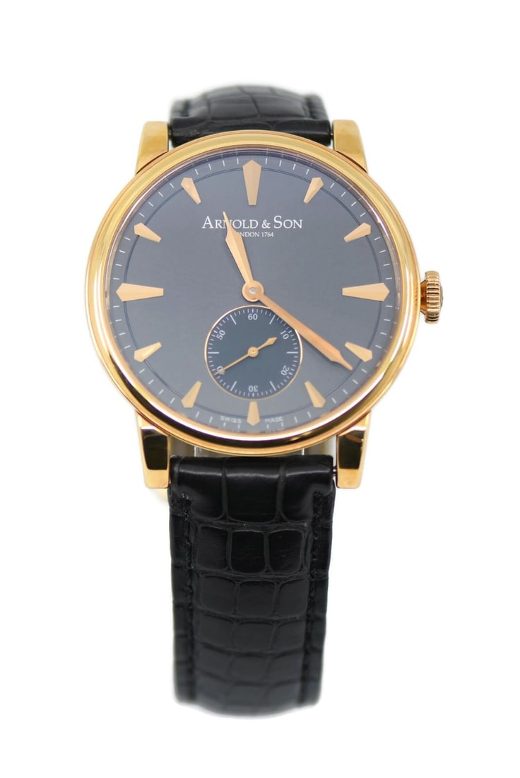 Arnold & Son HMS1 18K Rose Gold Watch 40mm with Box and Papers: Arnold & Son HMS1 18K Rose Gold Watch 40mm with Box and Papers The Arnold & Son HMS1 is an exquisite wristwatch crafted from 18K rose gold, combining elegance with precision. This timepiece features a